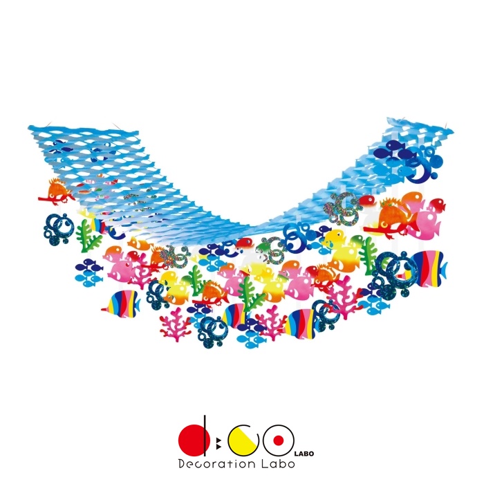 【平日14時まで当日出荷】カラフルマリンプリーツハンガー SUPH4019 夏飾り 夏装飾 ハンガー 販促グッズ マリン フィッシュ TA2-1171