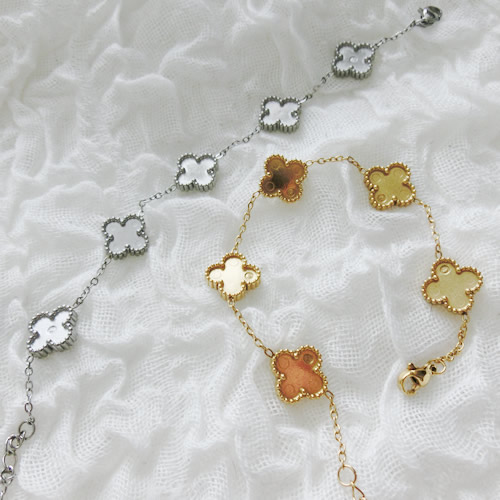 ブレスレット40 四つ葉 花 ステンレス
