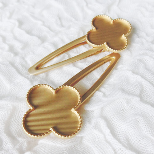 ヘアピン09 四つ葉 クローバー ゴールド