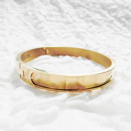 ステンレス　ゴールド バングル　8mm　開閉式