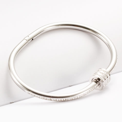 シルバー ステンレススチール バングル 8mm幅 シルバー ＆ PVDブラック仕上げ ステンレス バングル