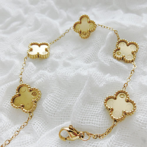 ブレスレット40 四つ葉 花 ステンレス