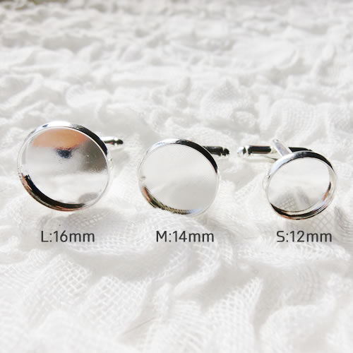 カフス・カフスリンクス01 丸ラウンド大/中/小シルバー