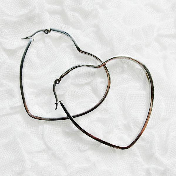 フープピアス 01 ハート シルバー ステンレス