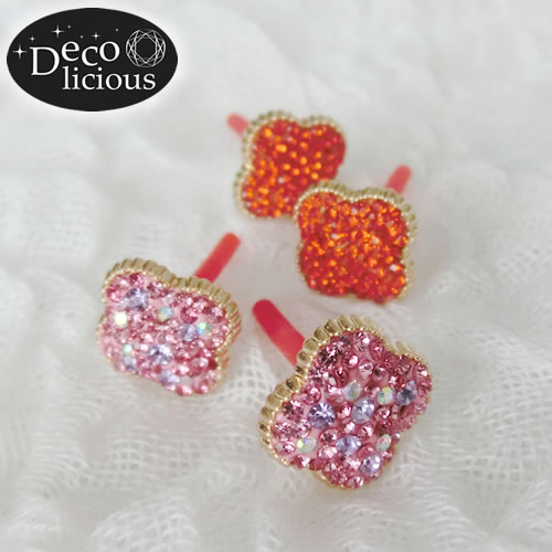 スタッドピアス　16 花 四つ葉 ゴールド