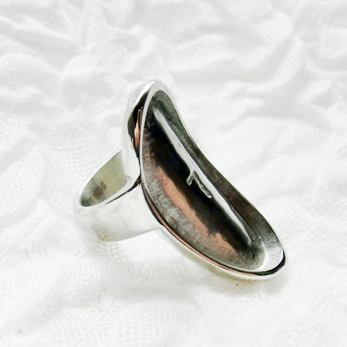 ビッグ ボリューム ステンレスリング 58 縦長 オーバル 長丸 デザイン