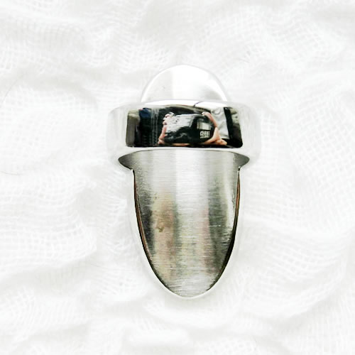 ビッグ ボリューム ステンレスリング 58 縦長 オーバル 長丸 デザイン