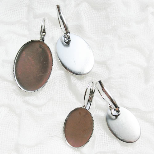 ステンレス　フック型　ピアス　長丸　楕円