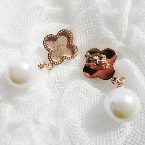 スタッドピアス 11 花 フラワー パール ピンクゴールド
