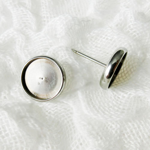 スタッドピアス 15 シルバー ステンレス 丸