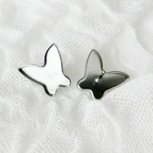 スタッドピアス 16 シルバー ステンレス 蝶