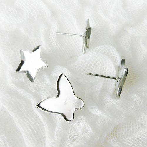 蝶型スタッドピアス シルバー スタッド型ピアス16 蝶 バタフライ型 ステンレス素材【メール