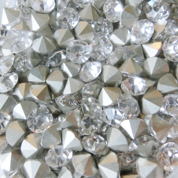 チャトン　Vカットストーン  クリスタル　裏シルバー　グロス