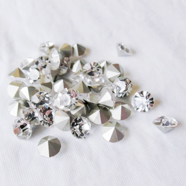 チャトン　Vカットストーン  クリスタル　裏シルバー　グロス