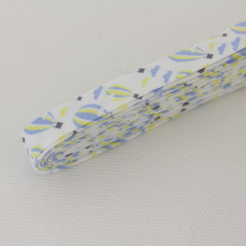 バイアステープ/12mm巾・ふちどり(４ツ折)　53 VOYAGE - balloon　【2.5m巻】　バイヤステープ/コットン/裾上げ/縁しまつ/縁どり/入園入学　【デコレクションズ】【メール便対応】