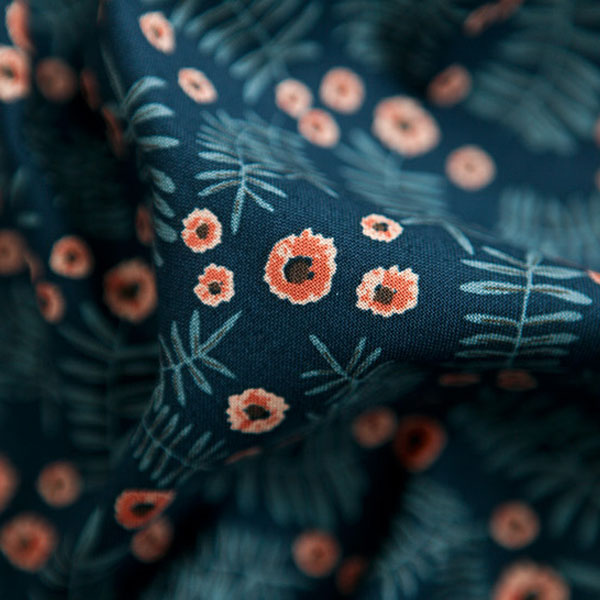 生地 布 入園入学 北欧風　≪ Baby breath - midnight navy ≫ コットン/幅110cm　　【10cm単位販売】