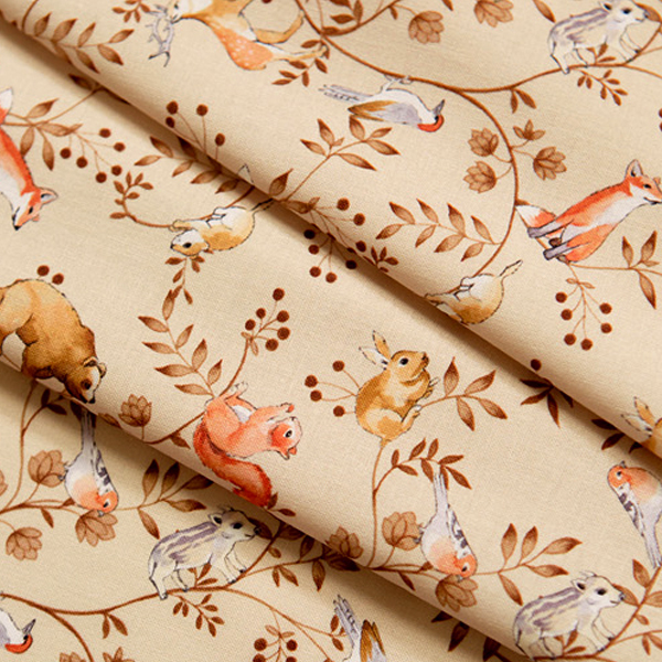 生地・布・入園入学 ≪ On the tree - beige ≫ コットン/幅108cm 【10cm単位販売】