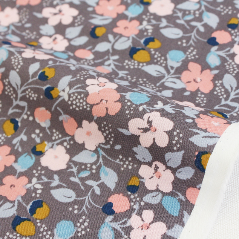 生地・布・入園入学 ≪ Rose Cottage - 灰 byzantine gray ≫コットン/幅110cm 【10cm単位販売】