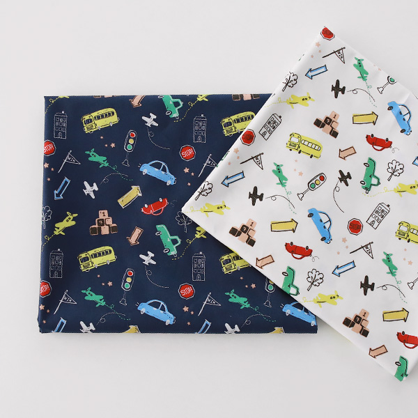 生地 布 入園入学 北欧風　≪ レッツゴー ≫ コットン/幅109cm　　【10cm単位販売】