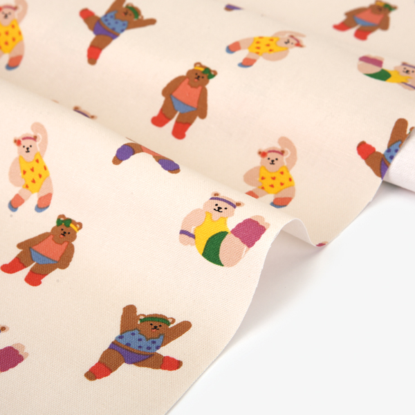 生地・布 ≪ Aerobic bear ≫ オックス/幅150cm デコレクションズオリジナル生地・布 【10cm単位販売】