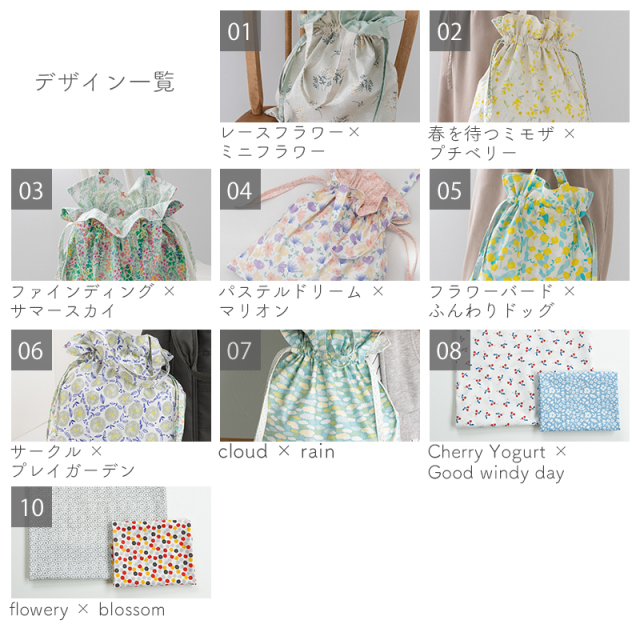 手作りキット】komihinataさんのリバーシブル巾着バッグキット(柄