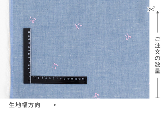 バレエコアリボン ハーフリネン生地（刺繍入り）【デコレクションズ