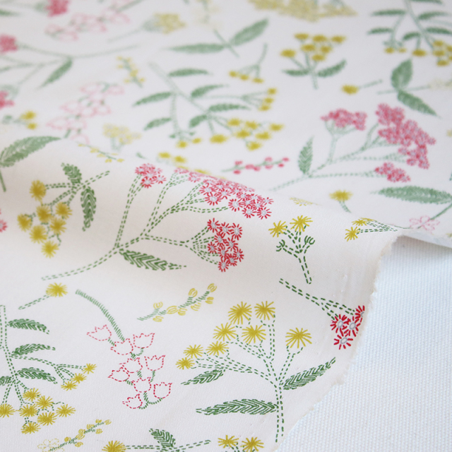 生地 布 入園入学 北欧風　≪ スターチス - アイボリー ≫コットン/幅110cm　　【10cm単位販売】