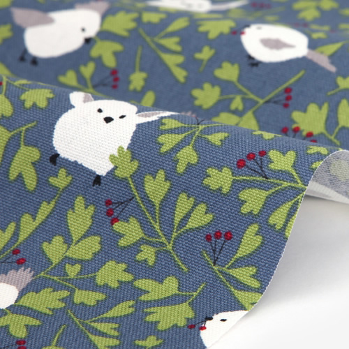 生地 布 入園入学 北欧風　≪ Long tailed tit≫　　オックス生地/幅148cm　デコレクションズオリジナル　【10cm単位販売】