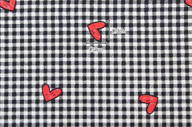 防水北欧風生地・布 ≪ Square Heart ≫ 防水コットン/幅110cm デ