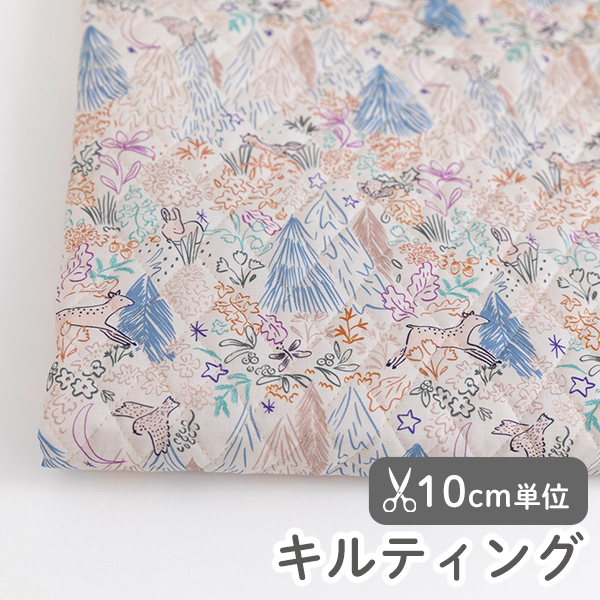 生地 布 入園入学 北欧風　≪ カラフルフォレスト ≫　キルティング/幅105cm　【10cm単位販売】