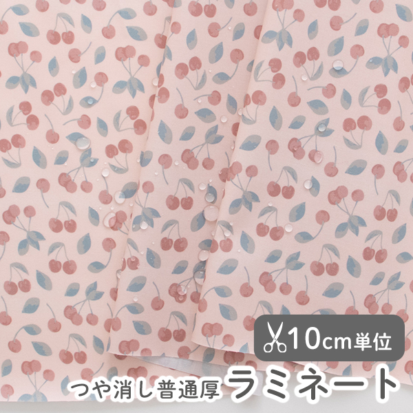 生地 布 入園入学 北欧風　≪ キャンディーチェリー ≫ ラミネート/幅104cm　デコレクションズオリジナル　【10cm単位販売】