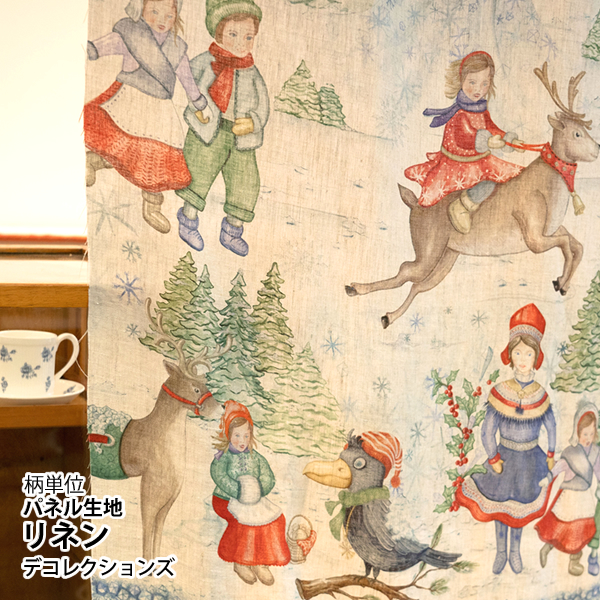 ▼▼▼▼▼【在庫限りOUTLET】生地・布　≪ Snow fairies ≫  パネル生地/リネン/幅約284cm ・布 【柄単位販売】【送料無料】