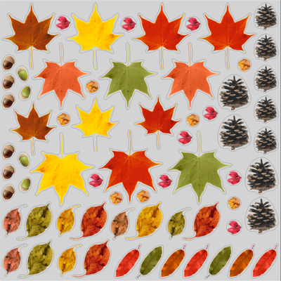 秋の葉っぱ&木の実シール
