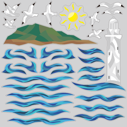 【VP】カットガラス風 灯台と海の写真