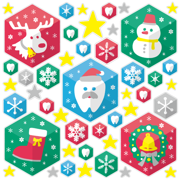 【壁】歯のクリスマス六角形