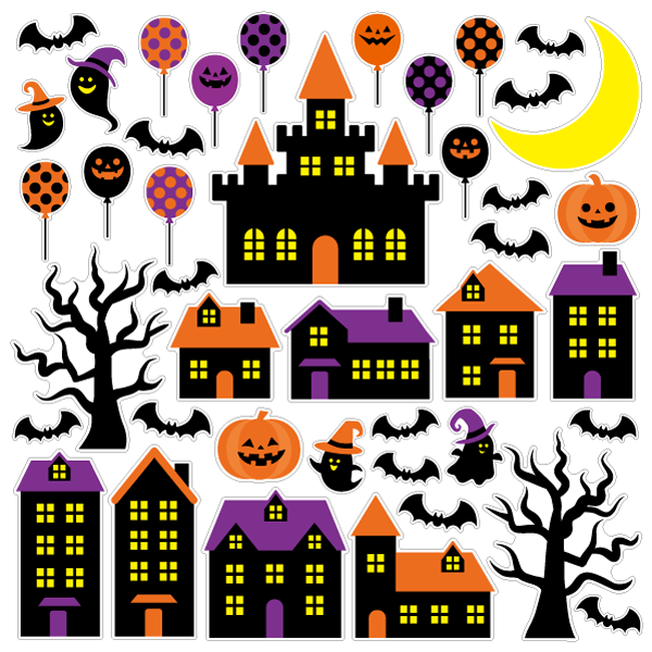 【壁】ハロウィンの夜の街並み