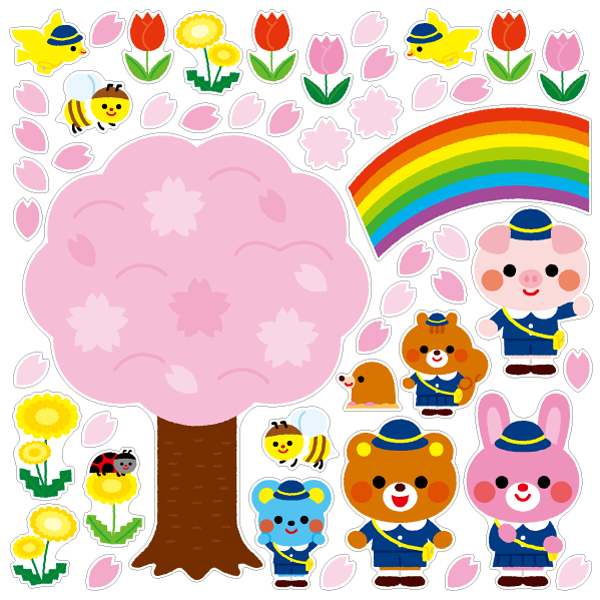 【壁】季節のなかよしどうぶつシリーズ 4月の写真