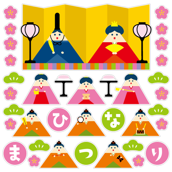 【壁】三角お雛さま