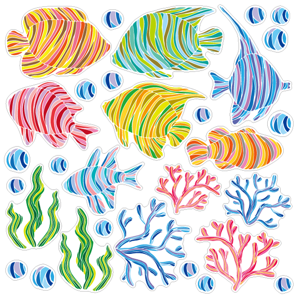 【壁】カラフルフィッシュの画像