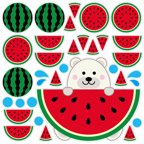 【壁】すいかと白くま