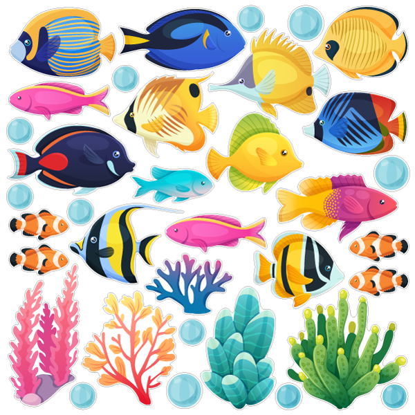 【壁】壁に泳ぐ熱帯魚Aの画像