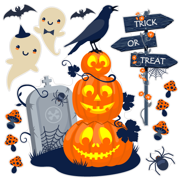 【壁】おばけとパンプキン3兄弟