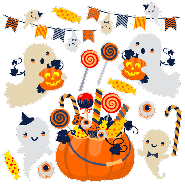 【壁】おばけとかぼちゃのバスケット