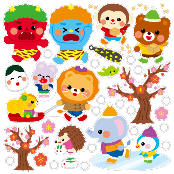 【壁】季節のなかよしどうぶつ 2月の写真