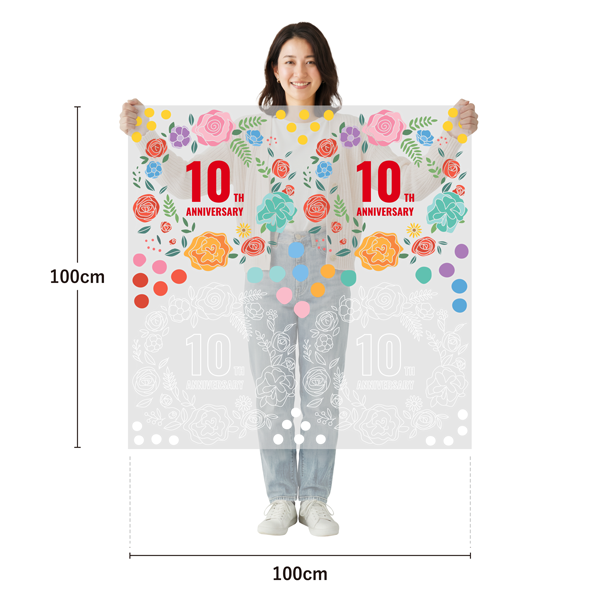 サイズ：幅100cm×高さ100cm／素材：PET