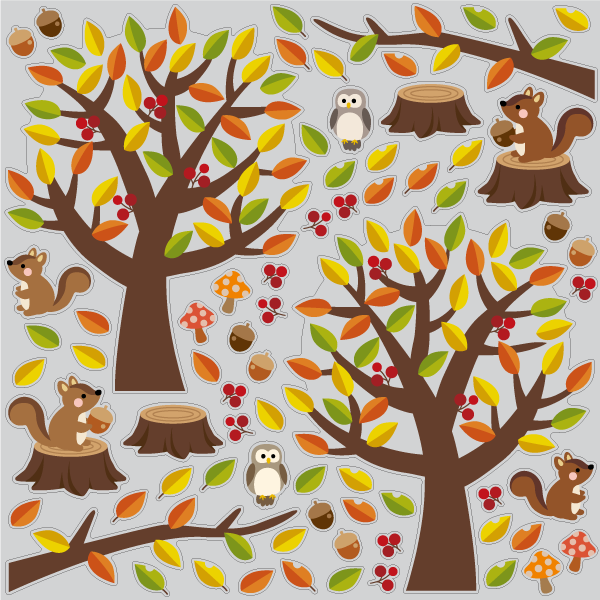 【VP】秋の木と葉っぱと動物たち