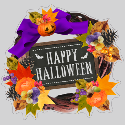 ハロウィンリース　シール　紫
