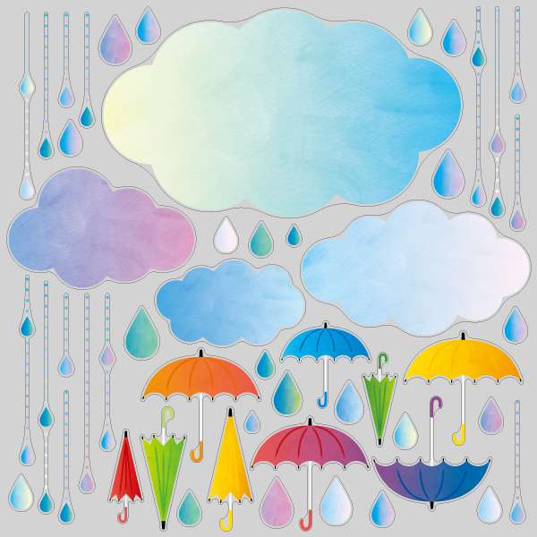 【VP】もくもく雲とにじいろ傘の写真