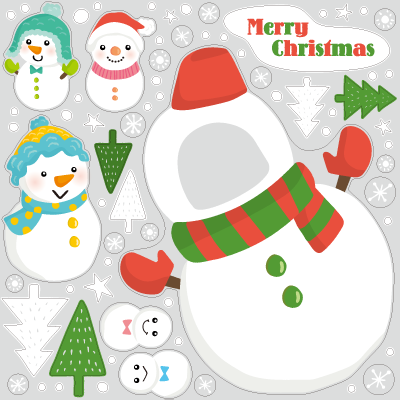 顔出しデコラ 雪だるま