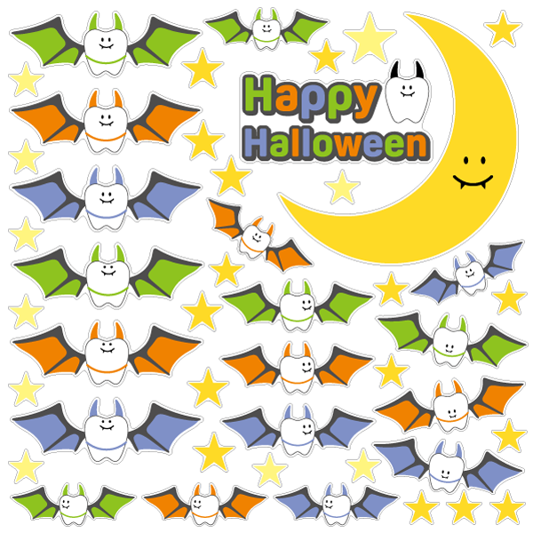 【壁】歯の旅立ちハロウィン コウモリ